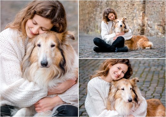 Langhaar Colli und Frauchen Hundefotos in der Stadt Dresden