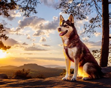 Husky im Sonnenaufgang